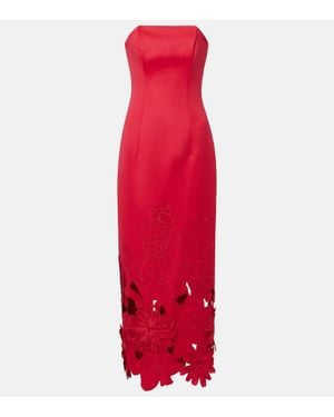 LEO LIN Robe Longue Rayna A Fleurs - Rouge