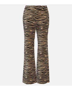 Rabanne Tiger-Print Cotton Twill Flared Pants - Multicolor