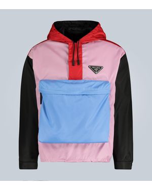 Prada Color-block Hooded Jacket With Logo - Multicolour