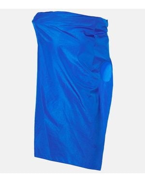 The Row Aria Draped Silk Taffeta Top - Blue