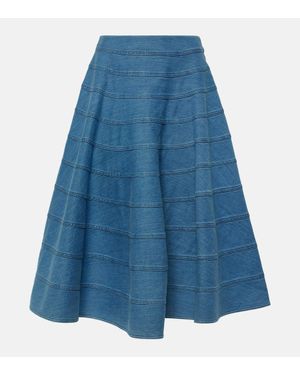 Altuzarra Grace Paneled Denim Midi Skirt - Blue