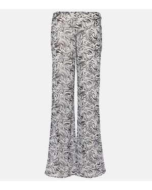 Bananhot Zebra-Print Low-Rise Wide-Leg Trousers - Grey