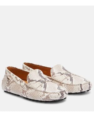 Tod's Gommino Snake-Effect Leather Driving Shoes - Brown