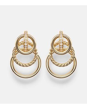 David Yurman Dy Mercer Triple 18Kt Earrings With Diamonds - Metallic