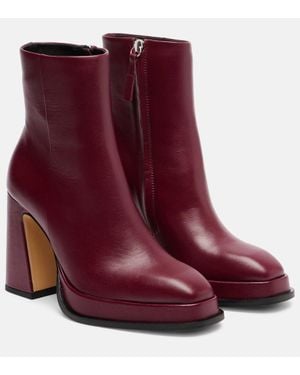 Souliers Martinez Nova Chueca 95 Leather Ankle Boots - Red