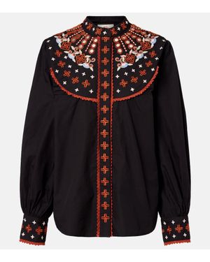 FARM Rio Besticktes Hemd Aus Baumwolle - Schwarz