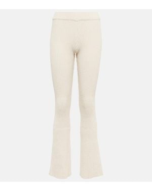 Ami Paris Ribbed-Knit Pants - Natural