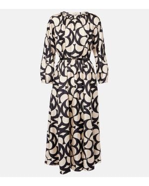 Max Mara Bedrucktes Maxikleid Nina Aus Seiden-Twill - Weiß