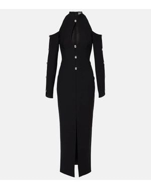 Rasario Robe Midi En Crepe A Cristaux - Noir