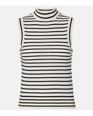 Nili Lotan Masha Striped Cashmere Turtleneck Top - Black