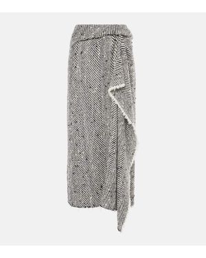 Erdem Gonna Midi A Spina Di Pesce Drappeggiata - Grigio