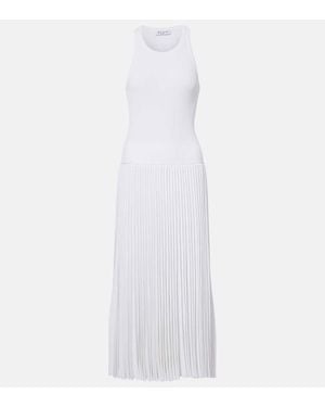Alaïa Vestido Midi Acanalado Plisado - Blanco