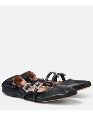 Roger Vivier Bailarinas De Piel Adornadas - Negro