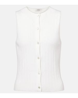 Vince Ribbed Cotton Top - White