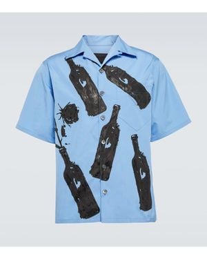 Prada Symbole Print Cuban Shirt - Blue