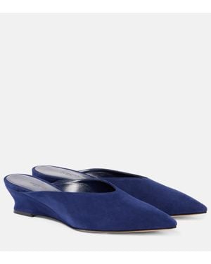 Le Monde Beryl Suede Wedge Mules - Blue