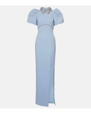 Rebecca Vallance Amery Embellished Puff-Sleeve Gown - Blue