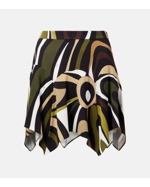 PUCCI Marmo Asymmetric Satin Jersey Miniskirt - Black