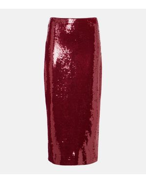 Veronica Beard Koa Sequined Pencil Skirt - Red