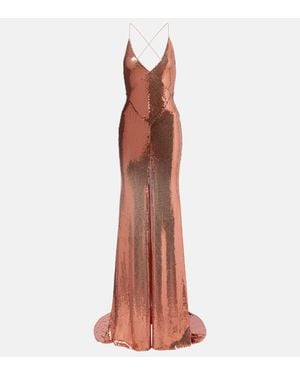 Alex Perry Open-Back Sequined Gown - Brown