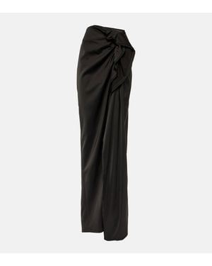 Dries Van Noten Sinas Crepe Satin Maxi Skirt - Black