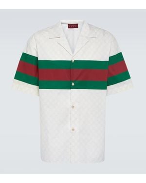 Gucci Gg Web-Print Cotton Shirt - Multicolor