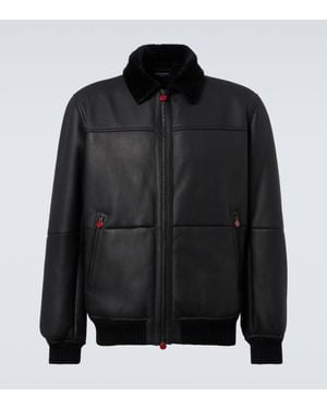 Kiton Bomberjacke Aus Leder Mit Shearling - Schwarz