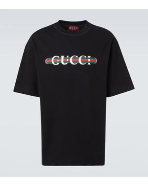 Gucci T-Shirt Aus Baumwolljersey Mit Print, Größe - Schwarz