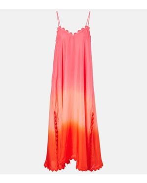 Juliet Dunn Scalloped Silk Slip Dress - Pink