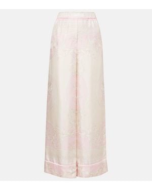Versace Printed Silk Twill Pajama Pants - White
