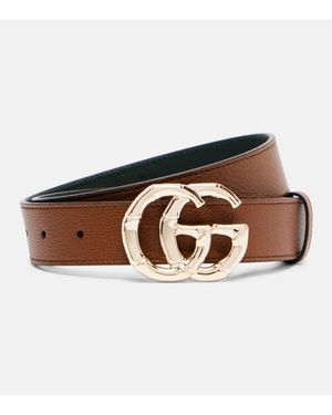 Gucci Gg Leather Belt - Brown