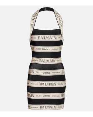 Balmain Short Dress With Open Back - Black