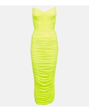 Alex Perry Sweetheart Printed Midi Dress - Yellow