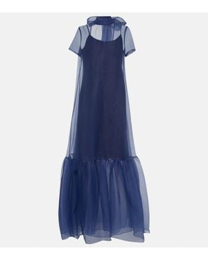 STAUD Calunna Organza Maxi Dress - Blue