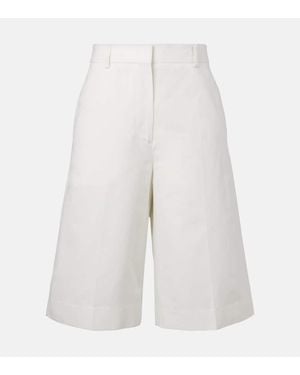 TOTEME Bermudas De Algodon Y Lino - Blanco