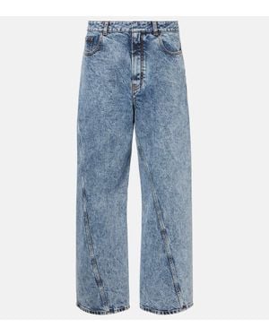 Alaïa Twisted Low-Rise Wide-Leg Jeans - Blue