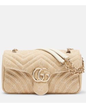 Gucci Schultertasche Gg Marmont Small Aus Denim - Natur