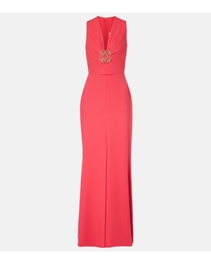 Elie Saab Gathered Embellished Cady Gown