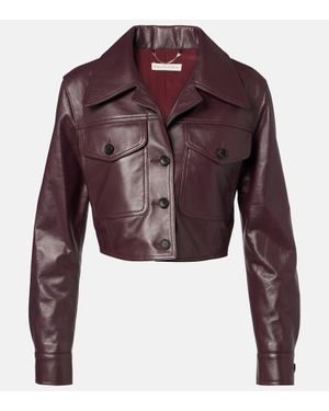Emilia Wickstead Nics Cropped Leather Jacket - Red