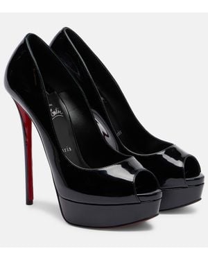 Christian Louboutin Lady Z 160 Patent Leather Peep-Toe Pumps - Black