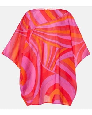 PUCCI Kaftan Iride Aus Baumwollmusselin - Rot