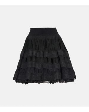 Alaïa Minifalda Crinoline Plisada - Negro