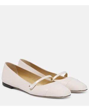 Jimmy Choo Ballerines Elisa En Cuir Verni - Blanc