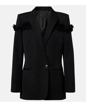McQueen Lace-Trimmed Wool Blazer - Black