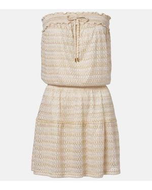 Melissa Odabash Isla Off-Shoulder Lame Minidress - Natural