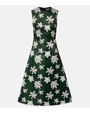 Emilia Wickstead Rumi Floral Genzianella Midi Dress - Green