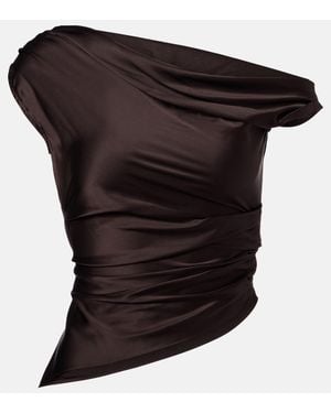 STAUD One-Shoulder-Top Phare Aus Satin - Schwarz