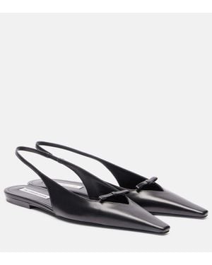 Victoria Beckham Leather Slingback Flats - Brown