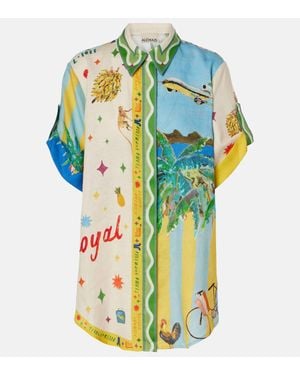 ALÉMAIS X Adam Lester All Aboard Printed Linen Shirt - Blue