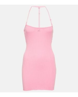 Courreges Minikleid Aus Rippstrick - Pink